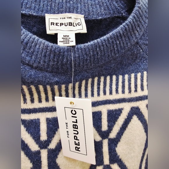 For The Republic Navy and Cream Crewneck Sweater - Picture 4 of 5